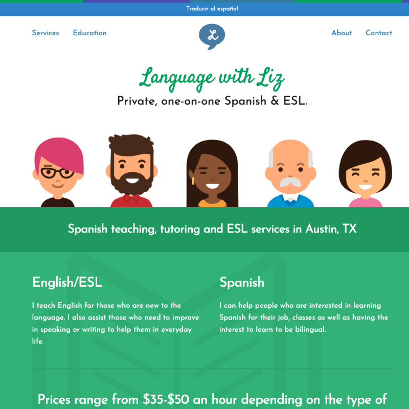 Language with Liz website design